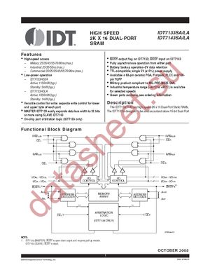 IDT7133LA20PF datasheet  